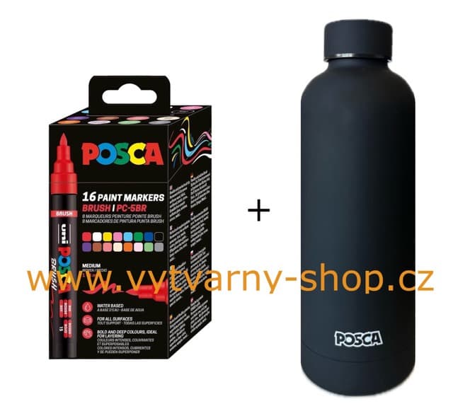 Uni Posca PC-5BR akrylové štětcové popisovače sada 8 barev