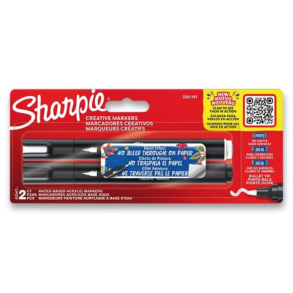 Sharpie akrylové popisovače 2 ks černý a bílý