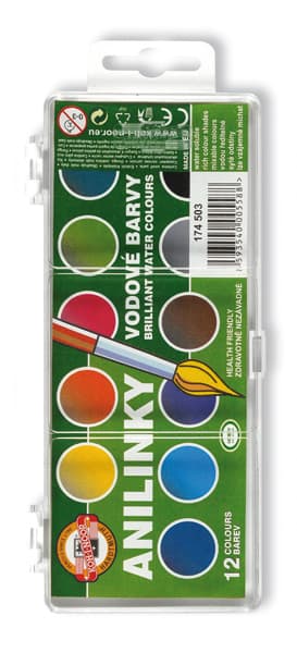 Koh-i-Noor Anilinky brilantní vodové barvy sada 12 barev