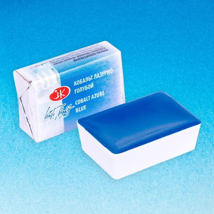 White Nights kobaltová azurová akvarelová barva granulující pánvička