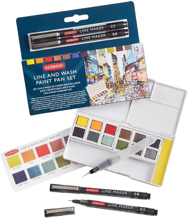 Derwent Line and Wash akvarelové barvy set 2305866