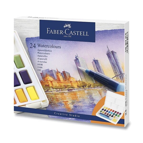 Faber-Castell akvarelové barvy sada 24 základních barev
