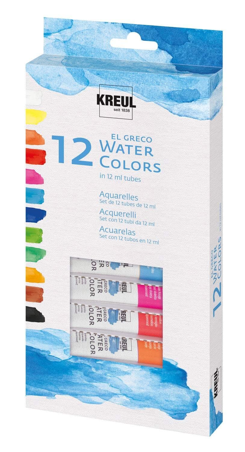 Kreul EL Greco akvarelové barvy v tubách sada 12 barev