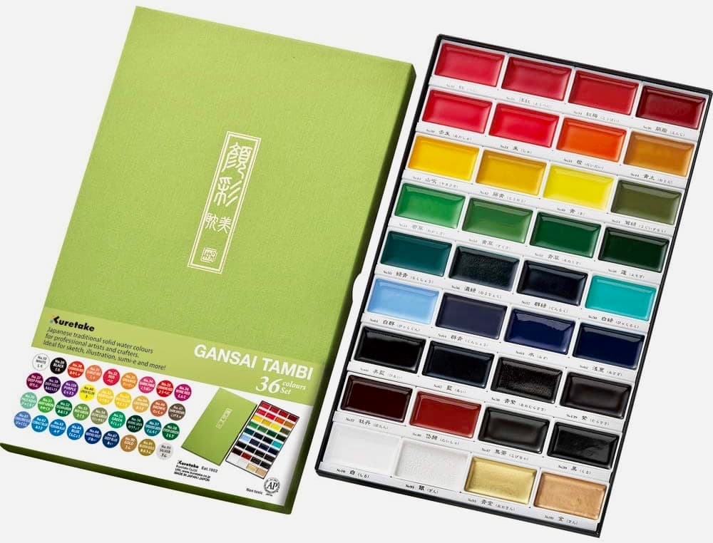 Kuretake Gansai Tambi akvarelové barvy sada 36 ks
