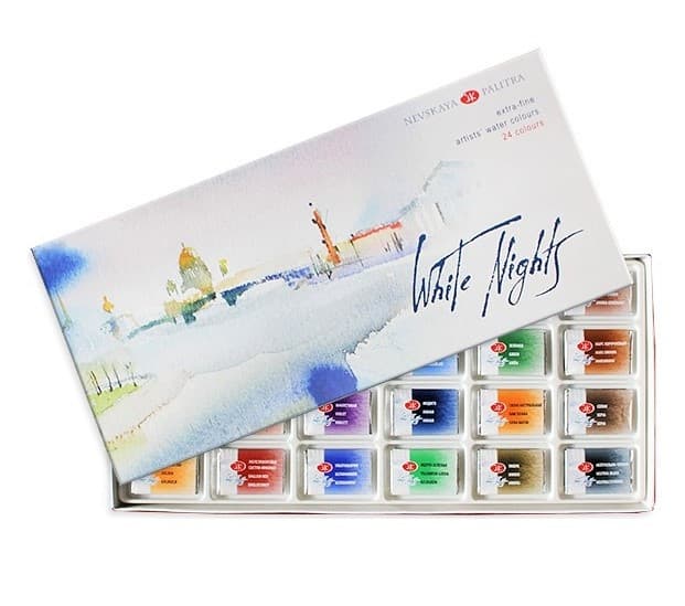 Nevskaya Palitra White Nights sada 24 akvarelových barev karton