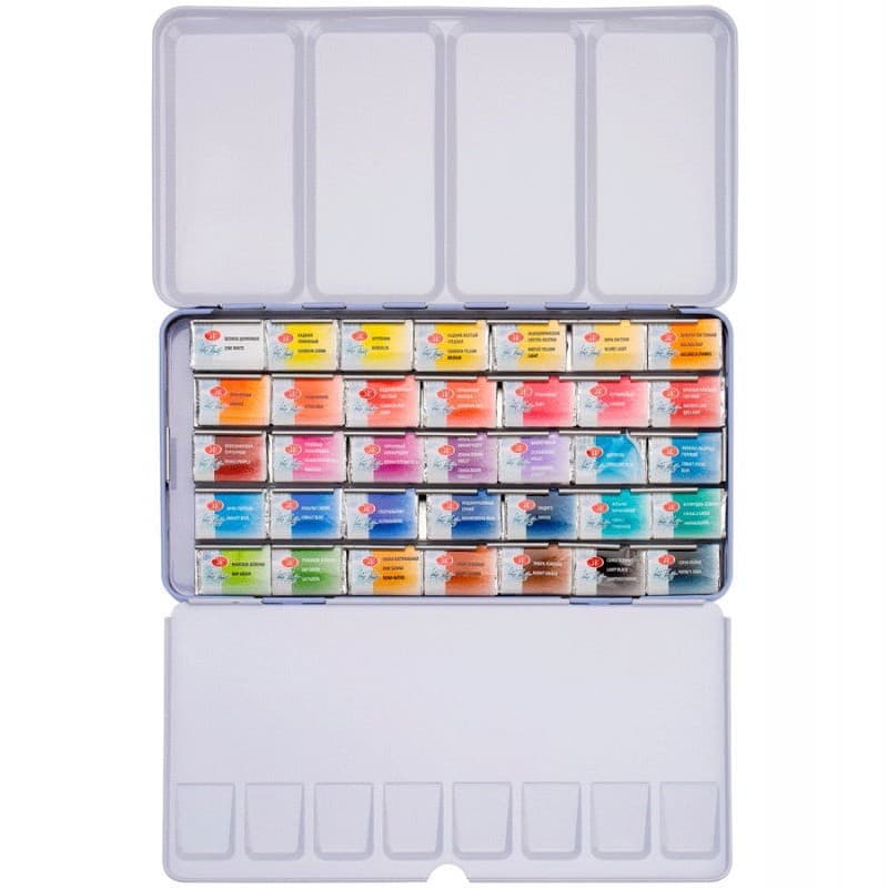 Nevskaya Palitra White Nights akvarelové barvy 35 barev kazeta