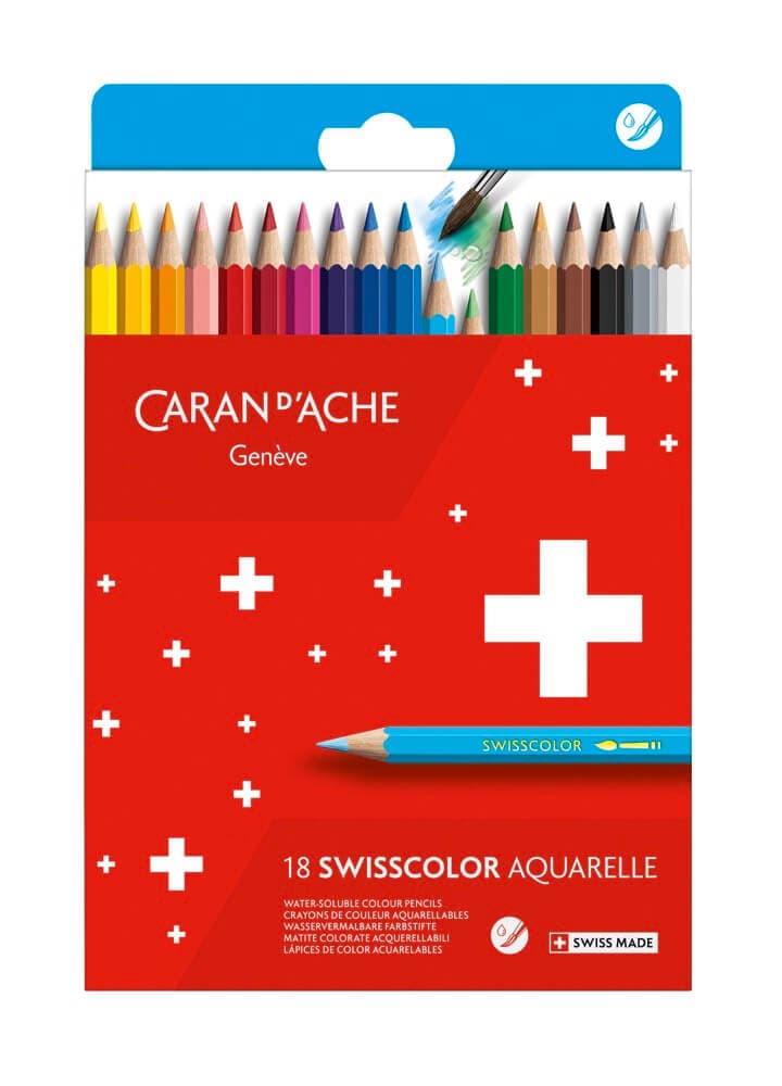 Caran d'Ache Swisscolor akvarelové pastelky sada 18 barev