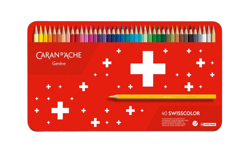 Caran d'Ache Swisscolor akvarelové pastelky 40 barev plechová krabička