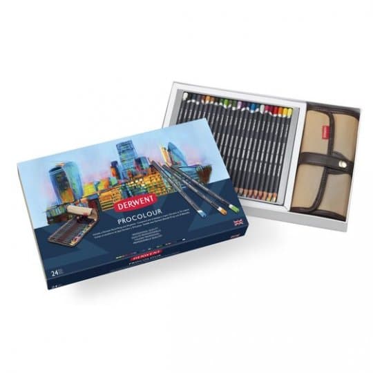 Derwent Watercolour akvarelové pastelky sada 24 barev plátěný penál