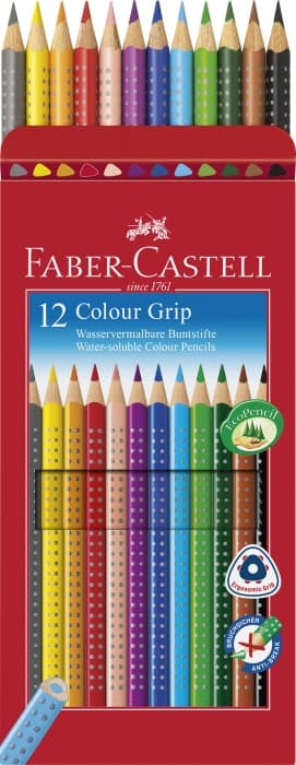 Akvarelové pastelky Faber-Castell GRIP 2001 sada 12 barev