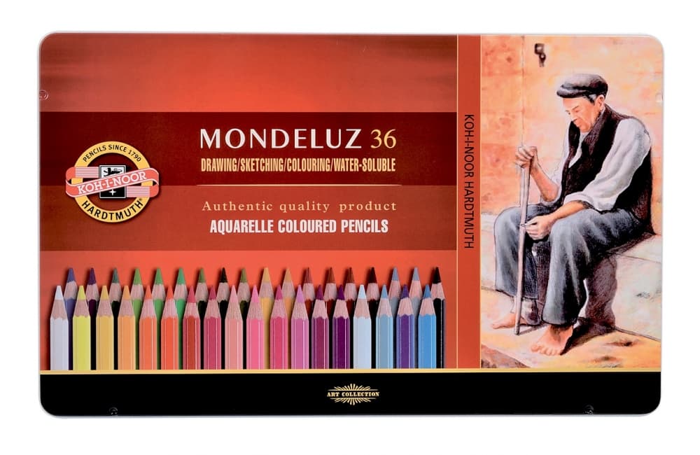 Koh-i-Noor MONDELUZ 3725 akvarelové pastelky sada 36 barev plechový obal