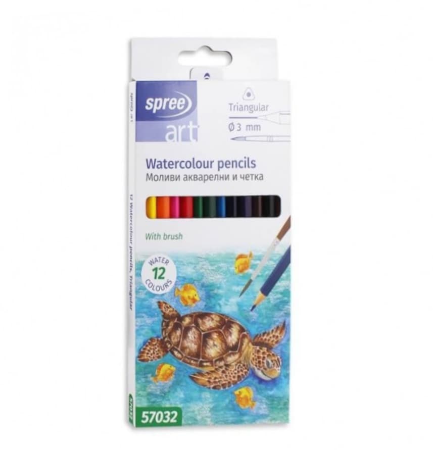 Akvarelové pastelky Spree Art sada 12 barev trojhranné