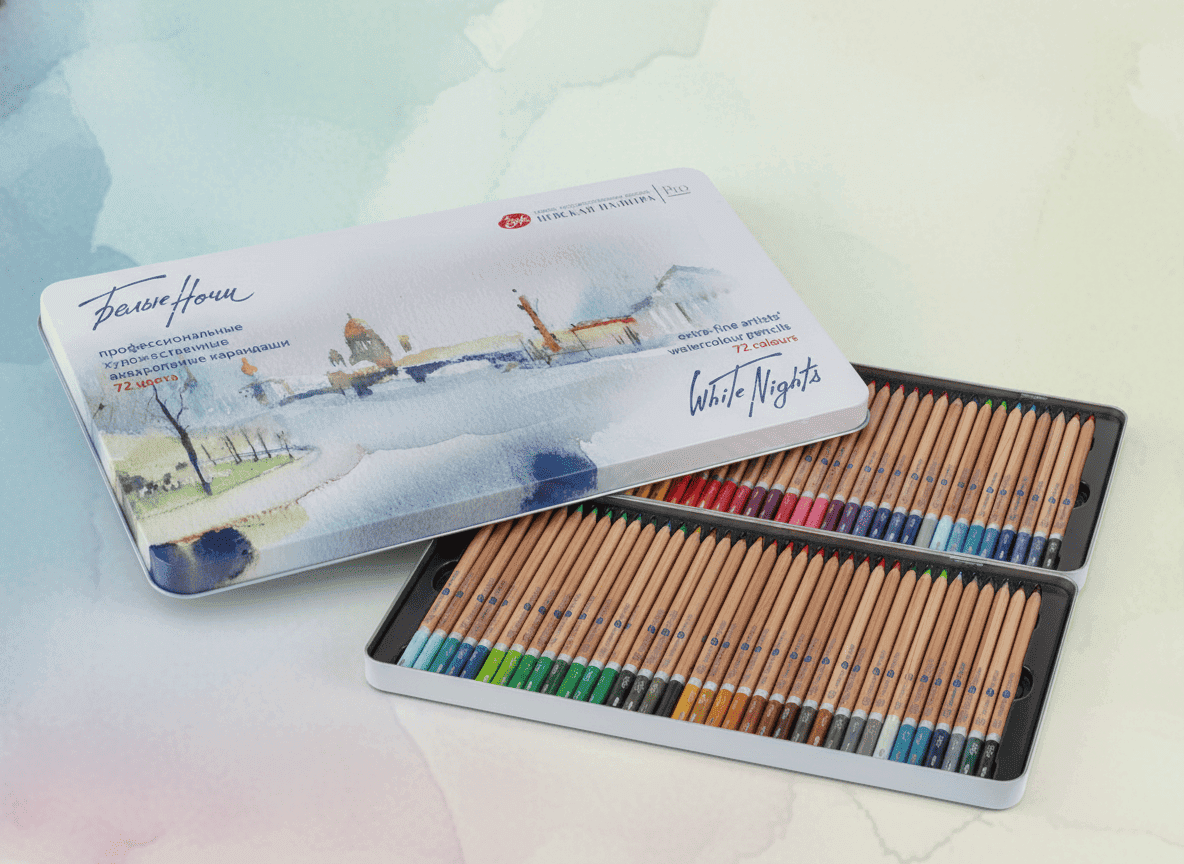 White Nights akvarelové pastelky 72 ks Nevskaya Palitra kazeta