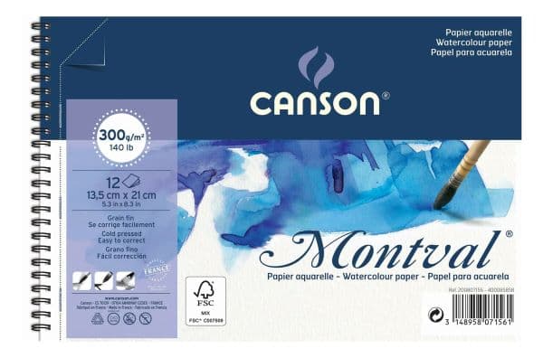 Canson Montval akvarelový blok A5 300g kroužková vazba