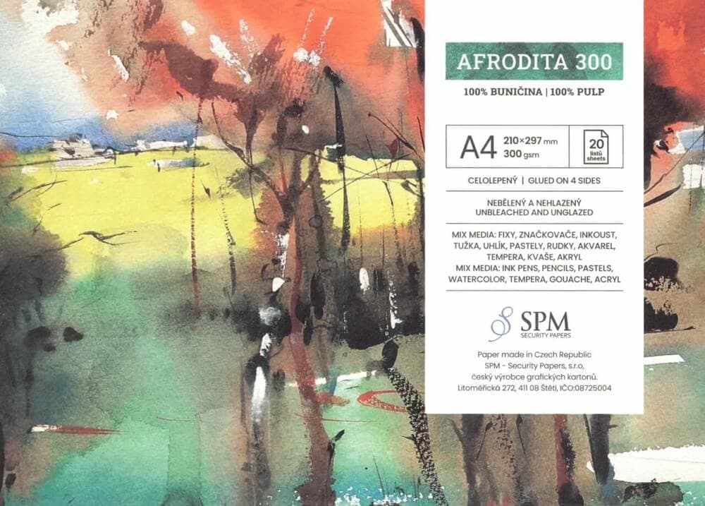 SPM Afrodita akvarelový blok A4 300g celolepený