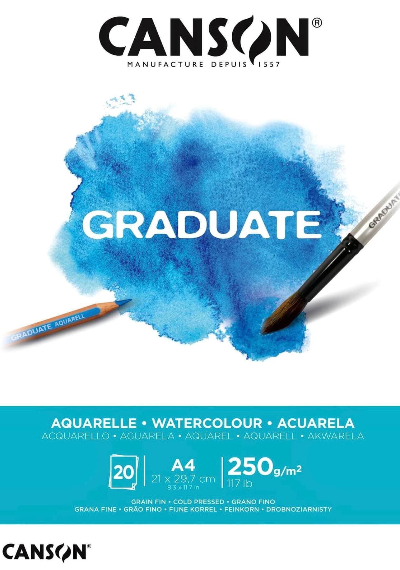 Canson Graduate Aquarelle akvarelový blok A4 250g 20 listů