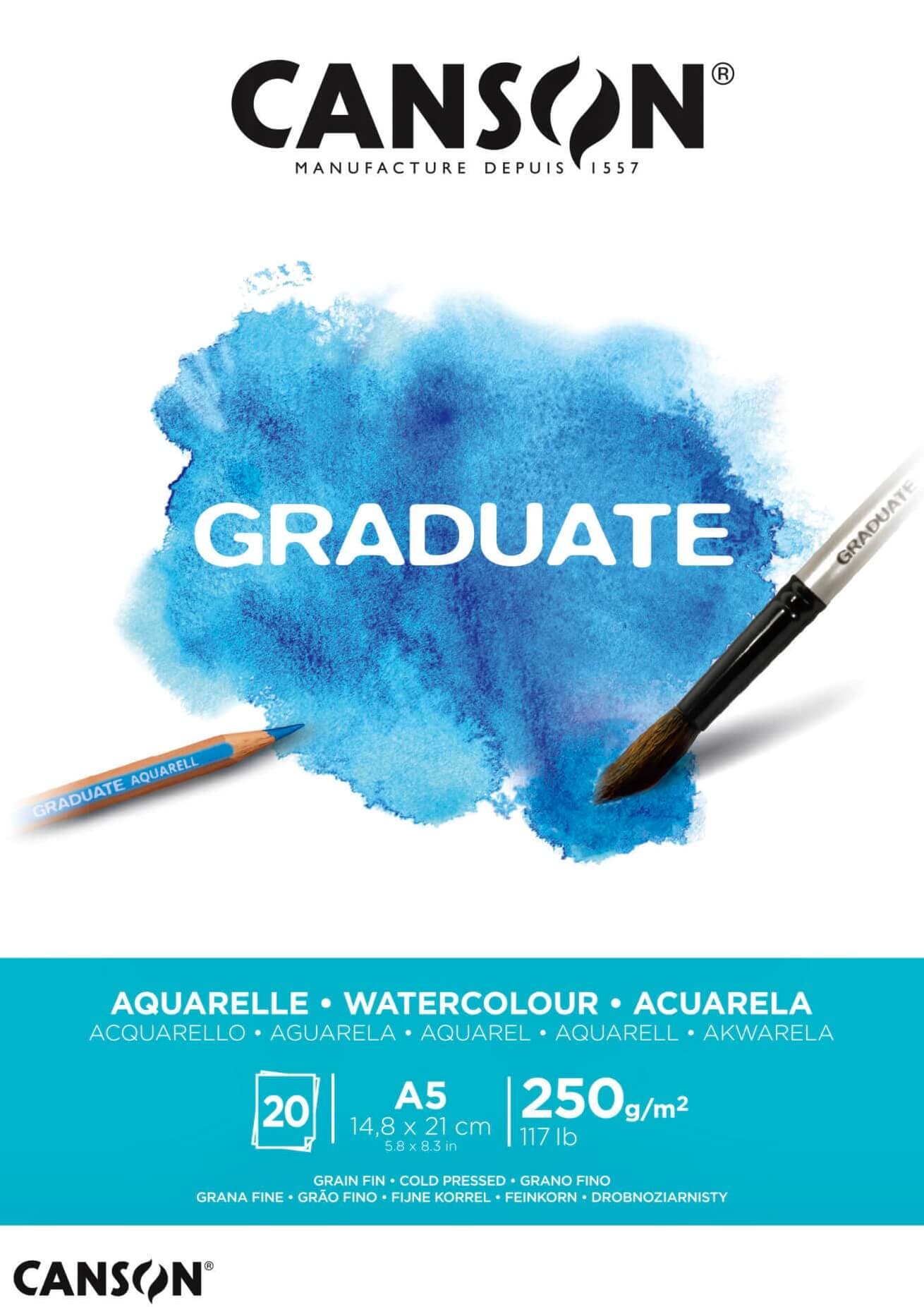 Canson Graduate Aquarelle akvarelový blok A5 250g 20 listů