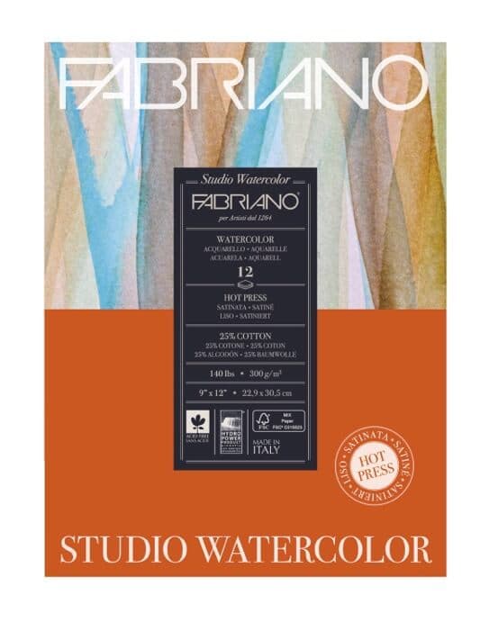 Fabriano Studio akvarelový papír blok 300g Hot Press 28x35,6 cm