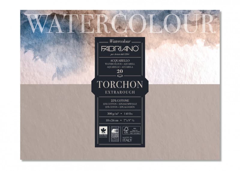 Fabriano Watercolour Torchon akvarelový papír blok 300g 23x30,5cm