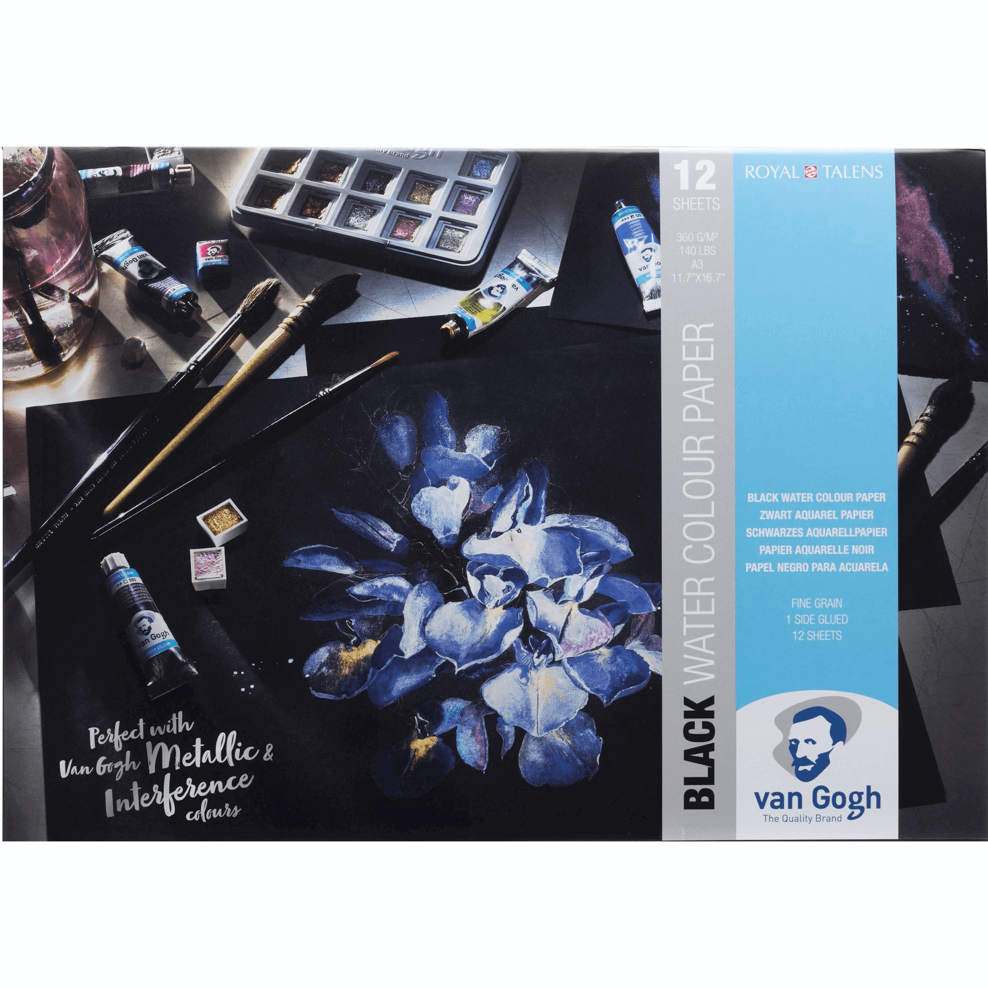 Černý akvarelový papír Van Gogh A3 blok 360g