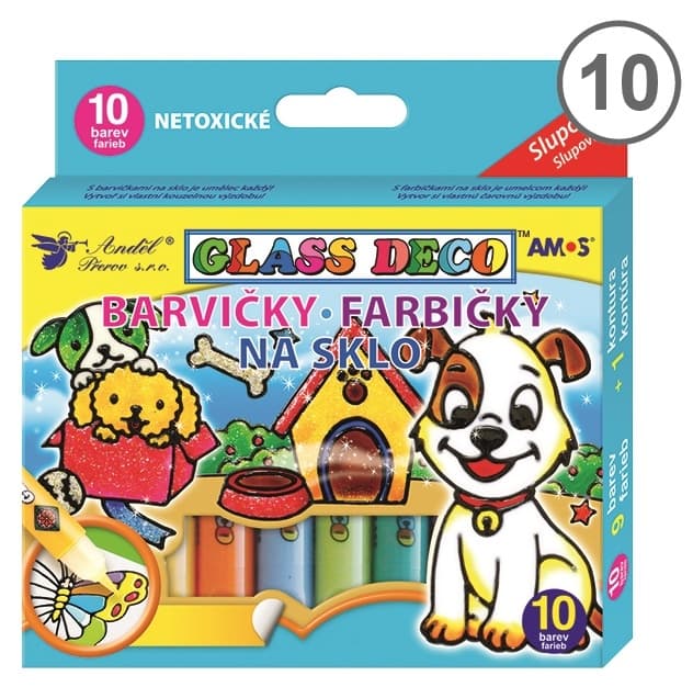 Amos slupovací barvy na sklo sada 10 barev
