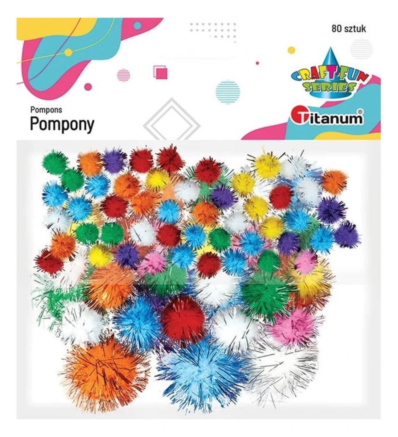 Třpytivé bambulky Titanum mix barev 80 kusů