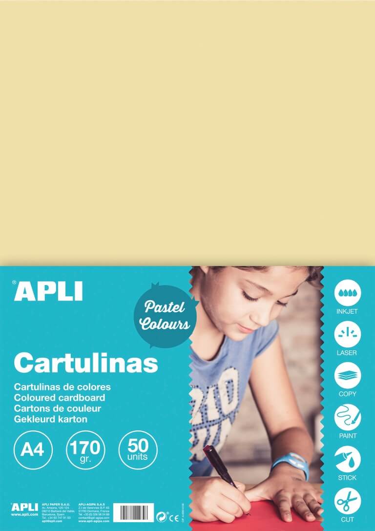 Barevný papír Apli A4 170g krémový arch
