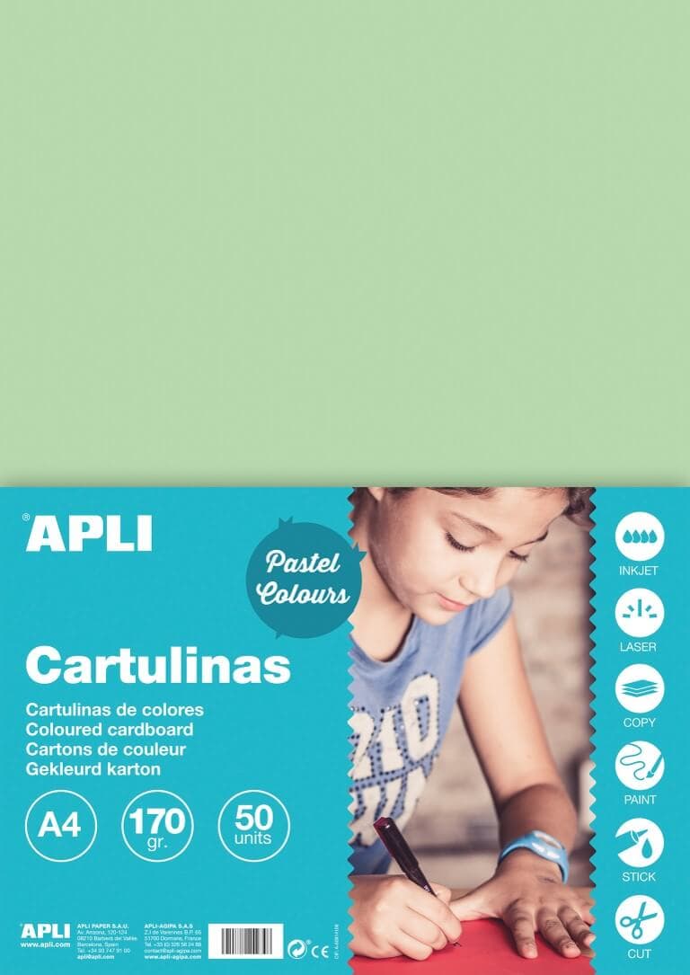 Barevný papír Apli A4 170g smaragdově zelený arch