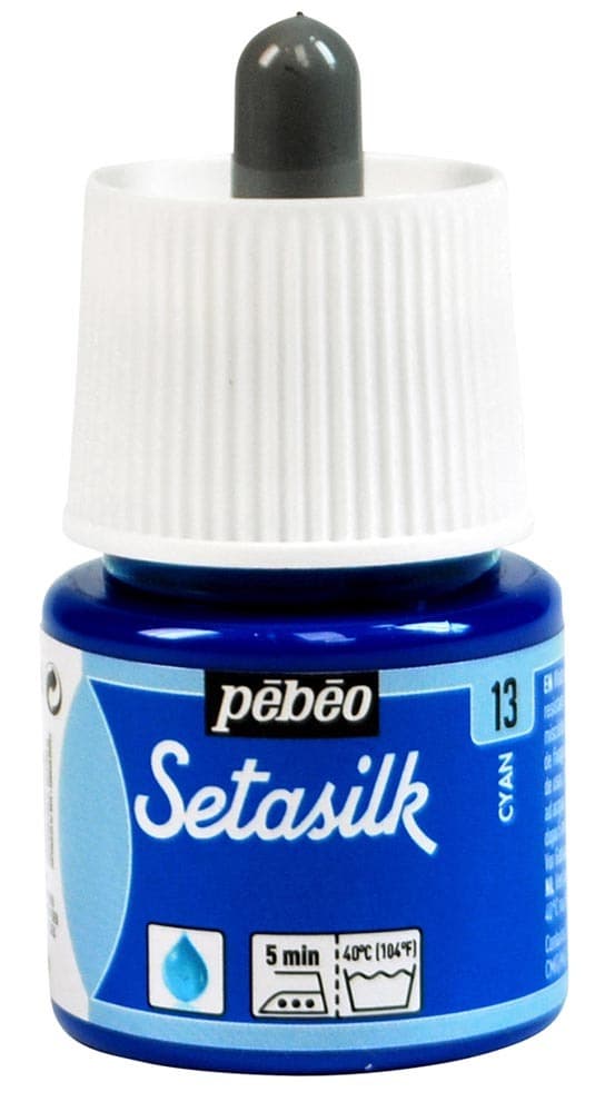 Pébéo Setasilk modrá cyan barva na hedvábí 45 ml