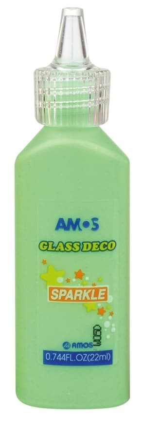 Amos Glass Deco 22ml zelená barva na sklo s konfetami