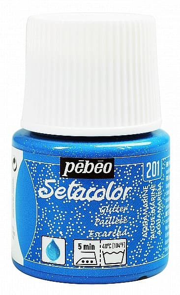 Pébéo Setacolor Light glitter modrá aquamarine barva na textil 45ml