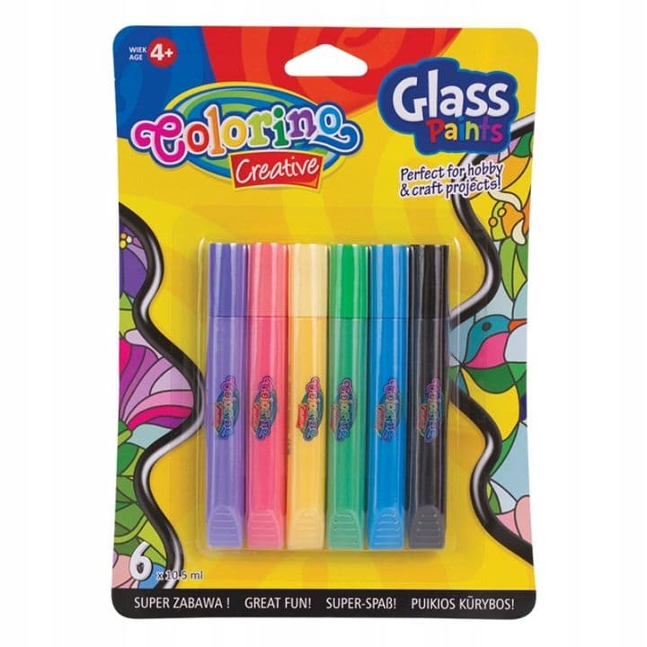 Colorino vitrážové barvy na sklo 6 barev s fólií