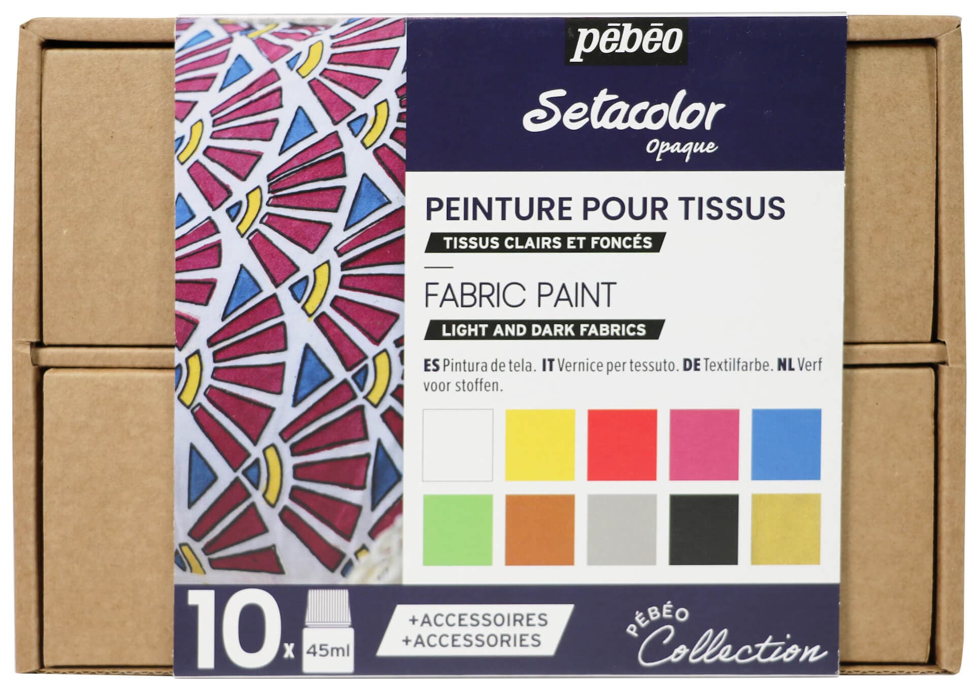 Pébéo Setacolor Opaque sada 10 barev na textil 45ml
