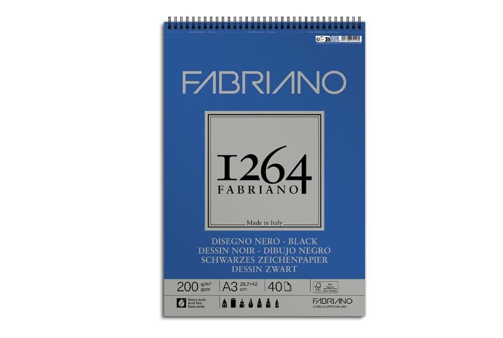 Fabriano 1264 Black blok černý papír A5 200g