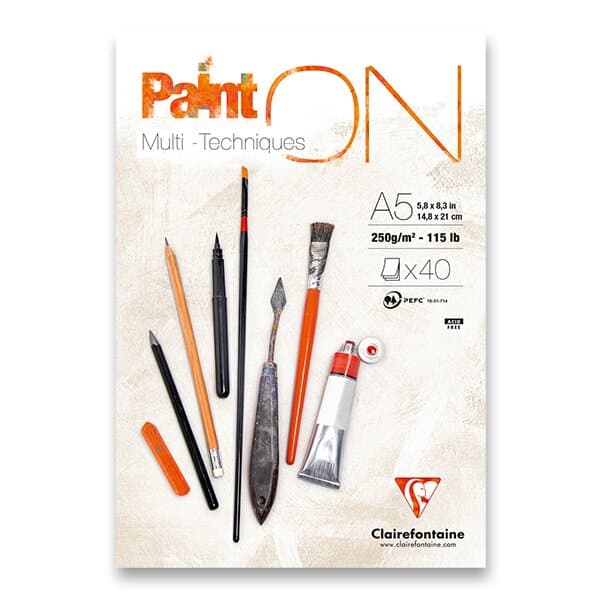 Clairefontaine Paint ON blok Mix media A5 250g hladký