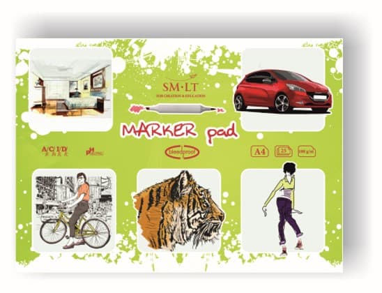 Blok na fixy SM.LT Marker A4 100g 25 listů