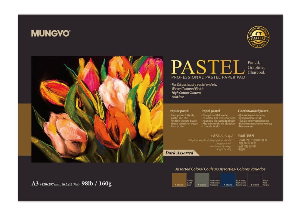 Profesionální blok na pastely Mungyo A3 160g tmavé listy