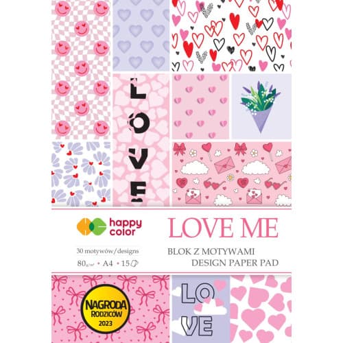 Happy Color blok papírů A4 LOVE ME růžová valentýn scrapbooking