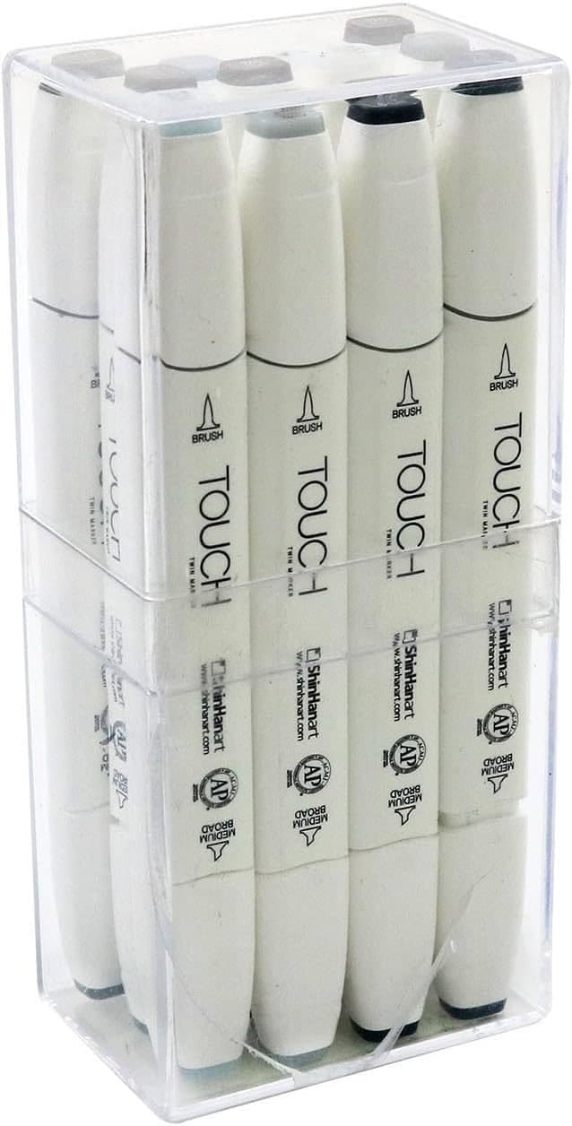 ShinHan Art TOUCH Twin Brush Marker sada 12 šedých odstínů