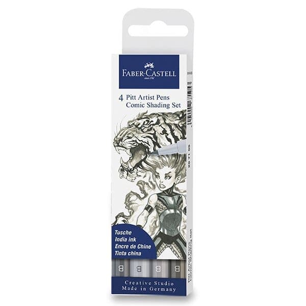 Faber-Castell Pitt Artist Pen Comic šedá sada 4 ks