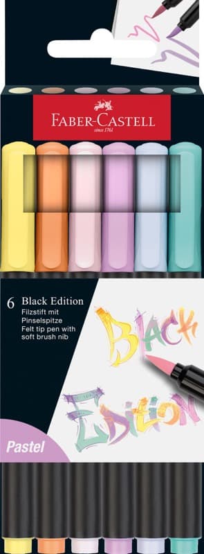 Faber-Castell Black Edition sada 6 fixů pastelové barvy štětcový hrot