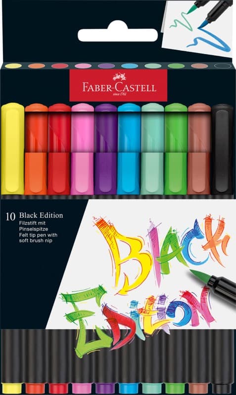 Faber-Castell Black Edition sada 10 fixů štětcový hrot