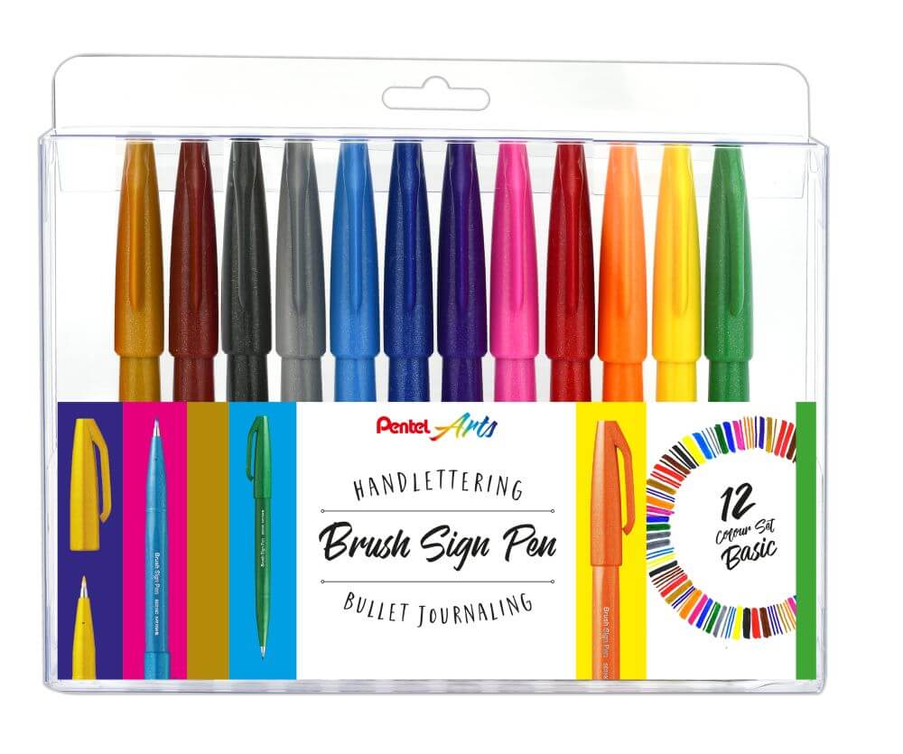 Pentel SES15-12 sada 12 základních odstínů Brush Sign Pen