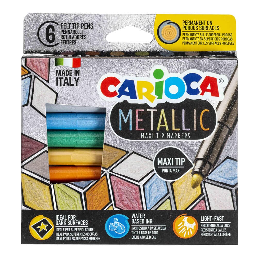 Carioca metalické popisovače štětcový hrot sada 6 kusů