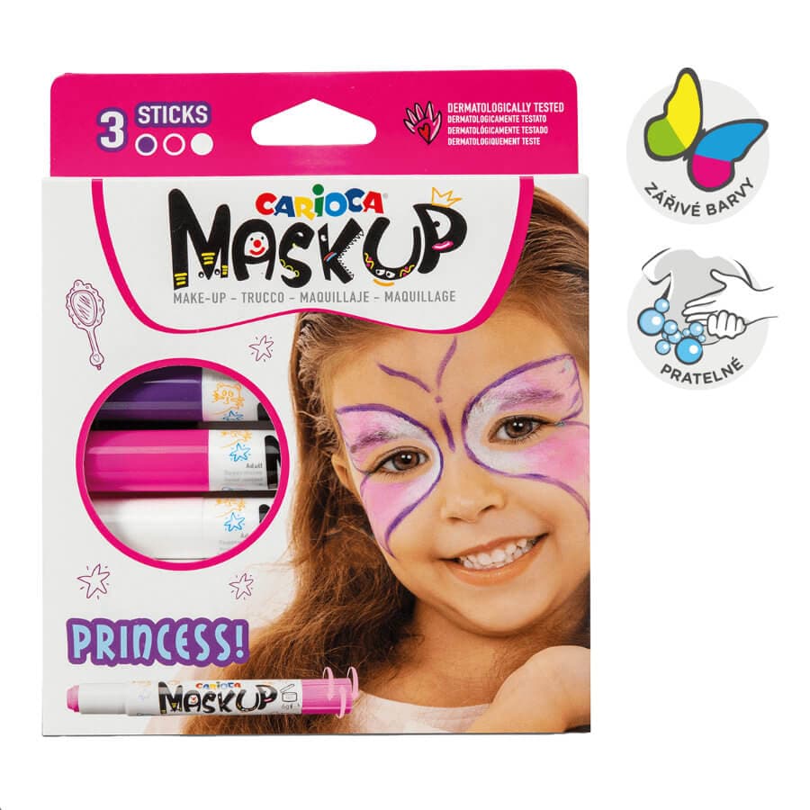 Carioca obličejové barvy Princess tyčinka sada 3 ks