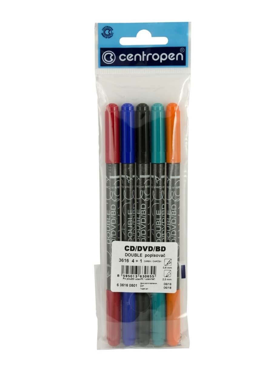 Centropen 3616 oboustranný CD marker sada 4+1