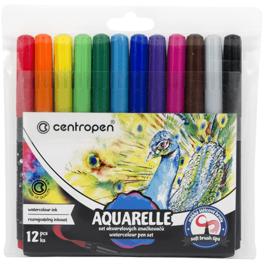 Centropen Aquarelle sada 12 fixů se štětcovým hrotem