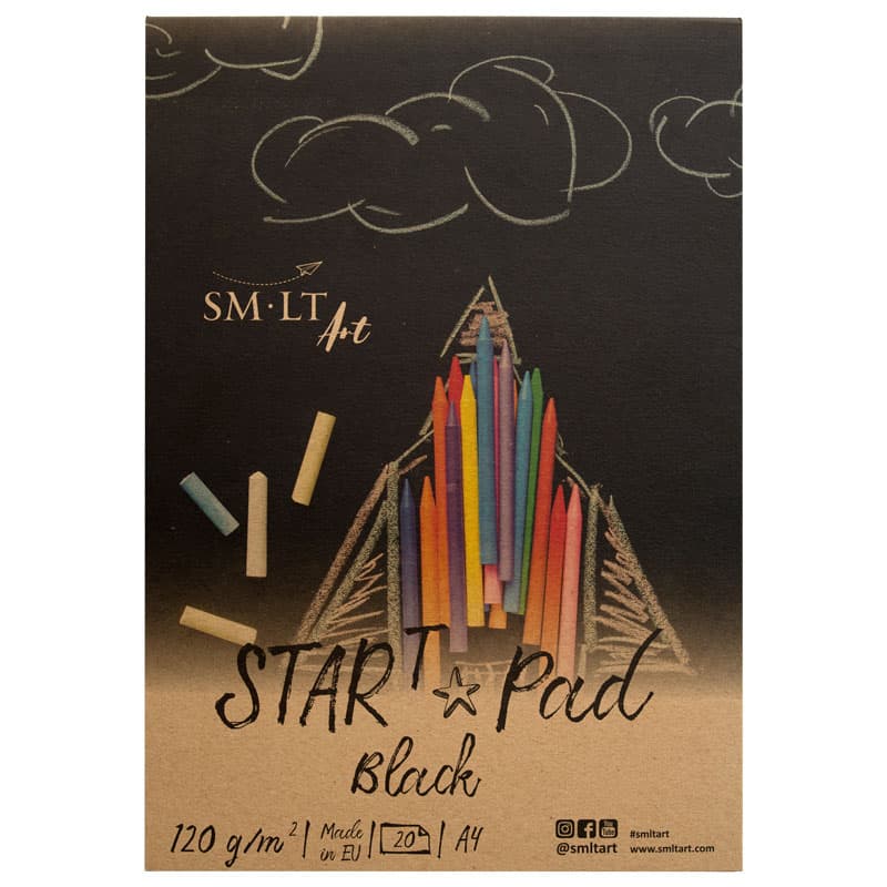 Černý papír SM.LT Star Pad Black A4 120g skicák