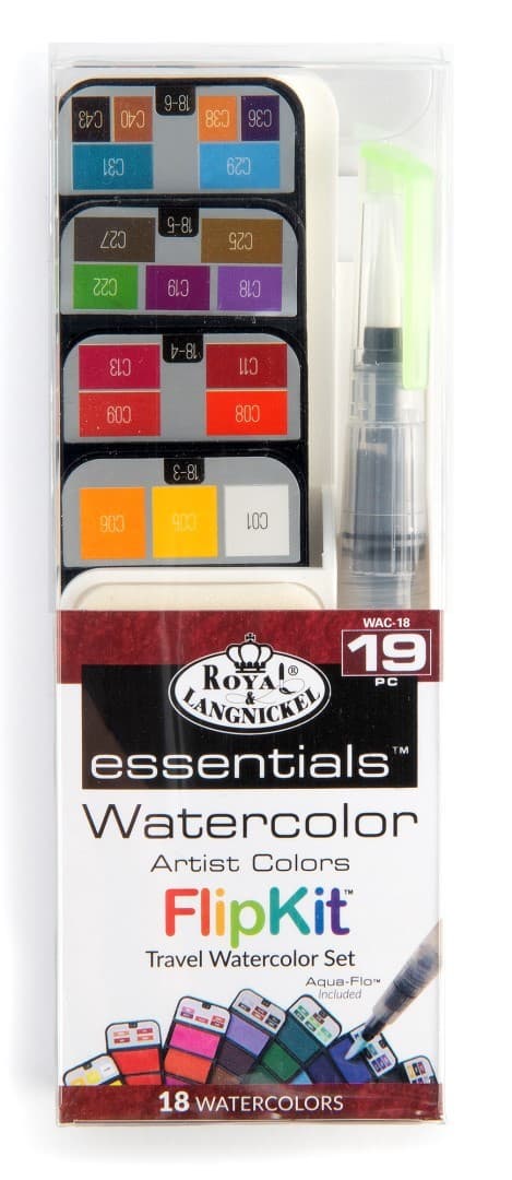 Cestovní akvarelové barvy Royal Langnickel FlipKit 19 ks