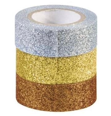 Heyda glitrová dekorační páska zlatostříbrný mix 3m